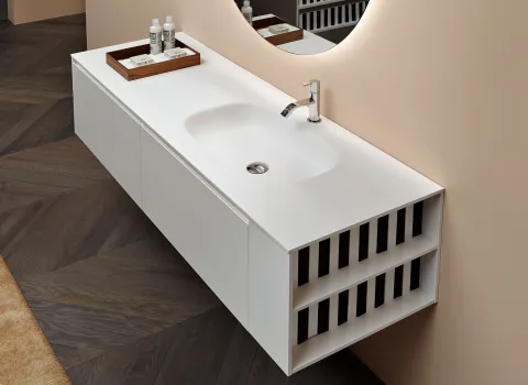 Badausstellung eines Antonio Lupi Bad des Sanitär- und Heizungshandwerksunternehmens Mundle GmbH.